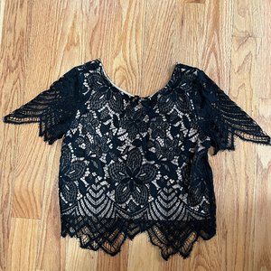 Express Lace Cropped Shirt